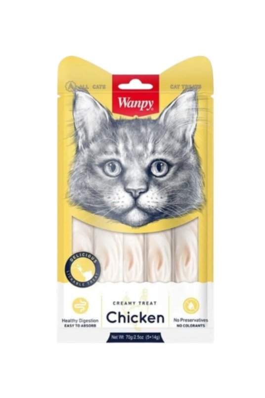 Wanpy kremasta poslastica za macke piletina 5x14 g