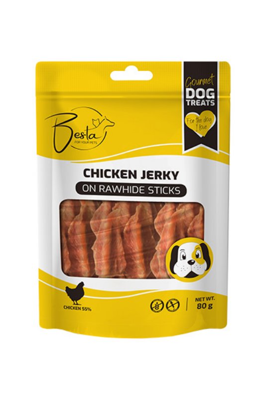 Besta Jerky on Rawhide Stick poslastica za pse sa piletinom 80 g