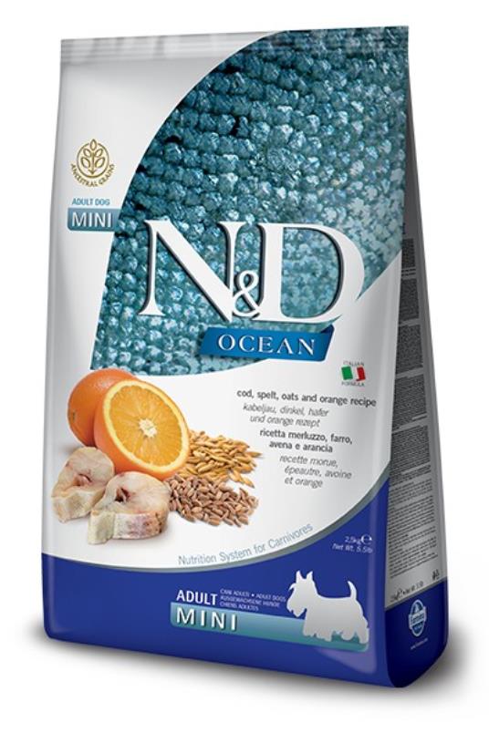 N&D Ocean Codfish Spelt,Oats&Orange Mini 2,5kg