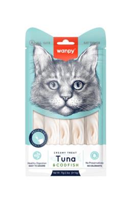 Wanpy kremasta poslastica za macke tuna i bakalar 5x14 g