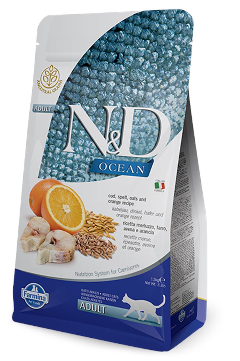 N&D Cat Ocean Codfish, Spelt, Oats and Orange