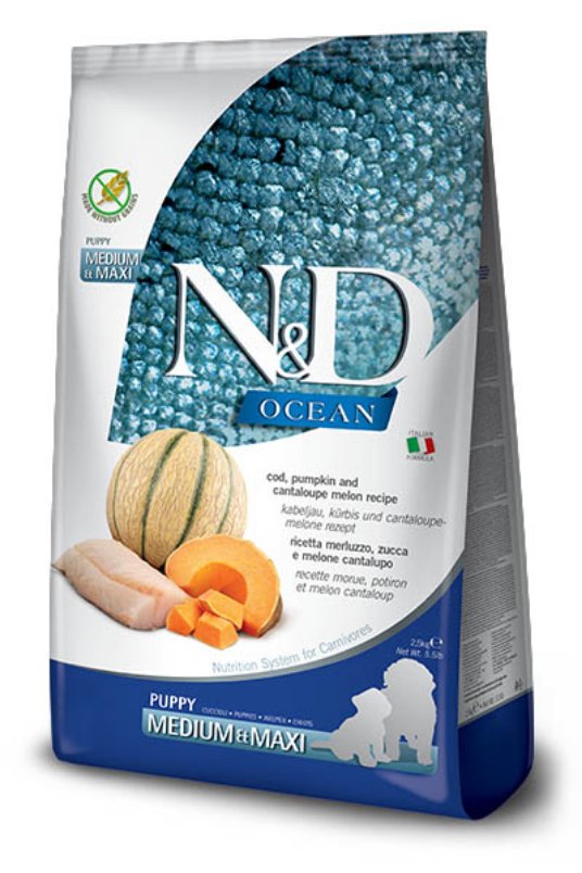 D.N&D Ocean Puppy Cod,Pumpkin&Cantaloupe Melon Medium&Maxi 2,5kg