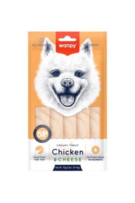 Wanpy kremasta poslastica za pse piletina i sir 5x14 g