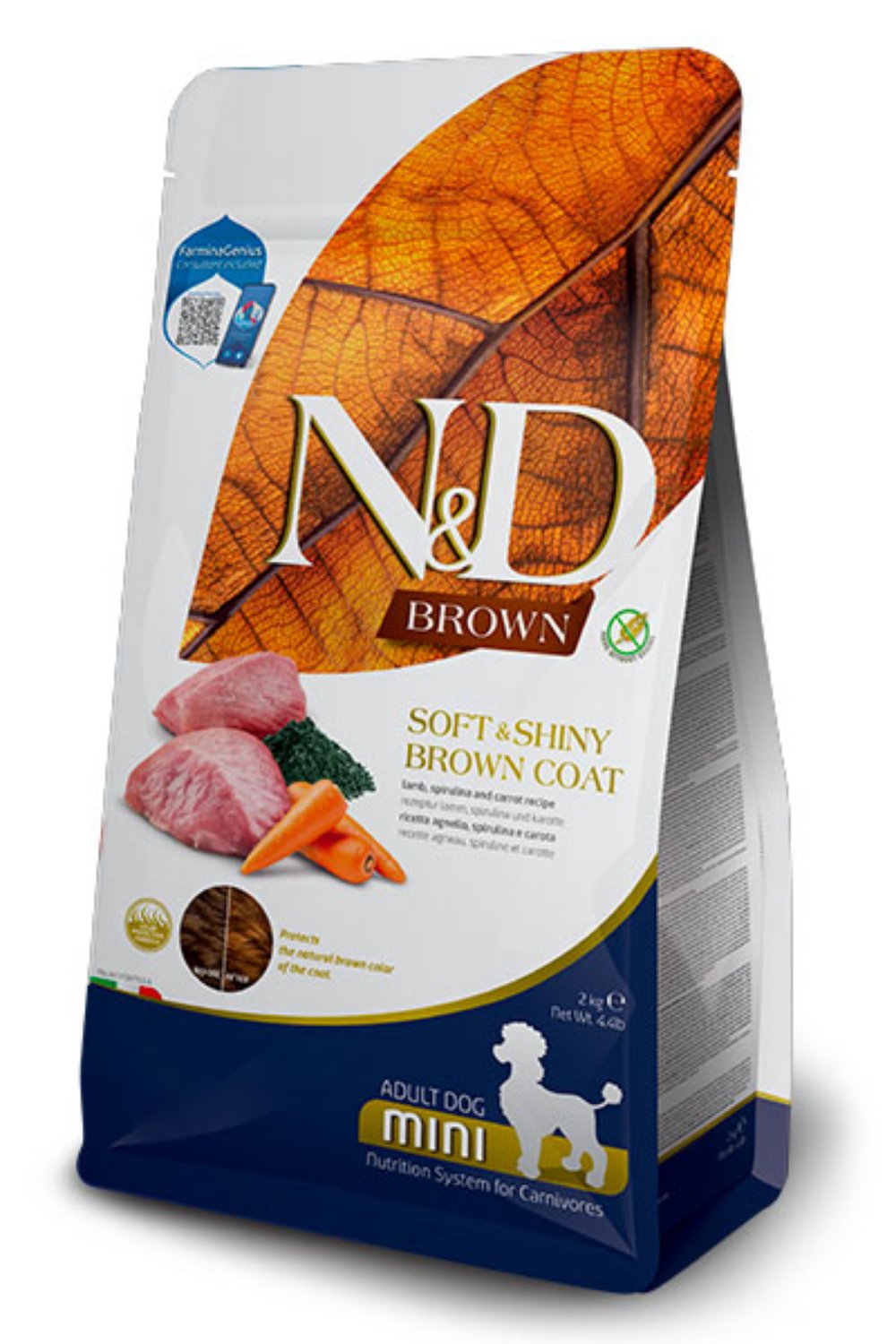 N&D Brown Dog lamb, spirulina & carrot Mini