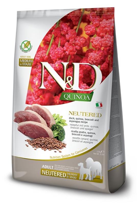 N&D Quinoa Neutered Duck,Broccoli&Asparagus Medium&Maxi 2,5kg