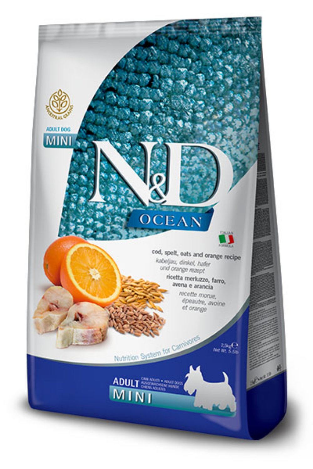 N&D Ocean Codfish Spelt,Oats&Orange Mini
