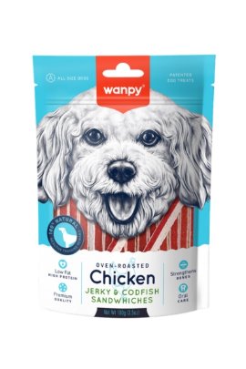 Wanpy Jerky Sandwiches poslastica za pse, piletina i bakalar 100 g