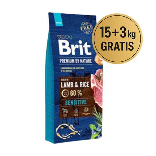 Brit Premium by Nature Sensitive jagnjetina,pirinac 15+3 kg