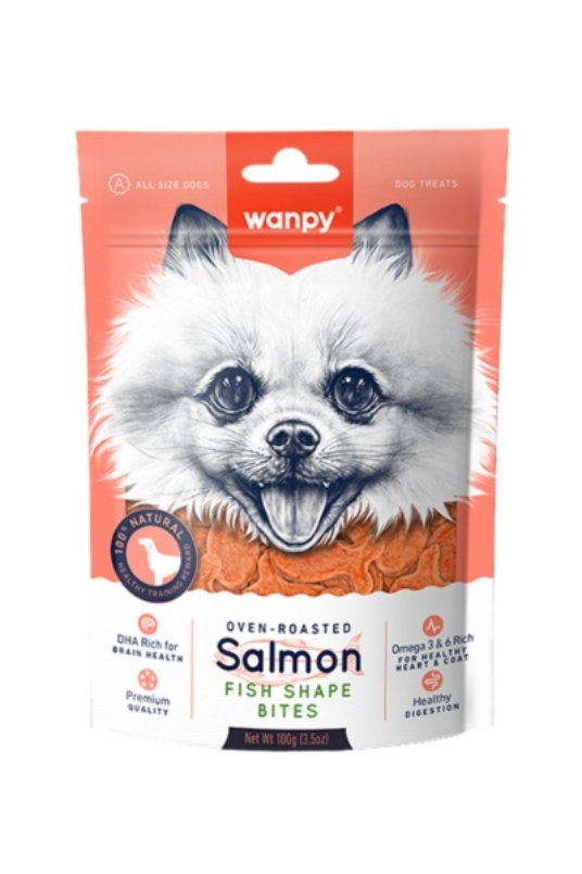 Wanpy Fish Shape Bites poslastica za pse, losos 100 g