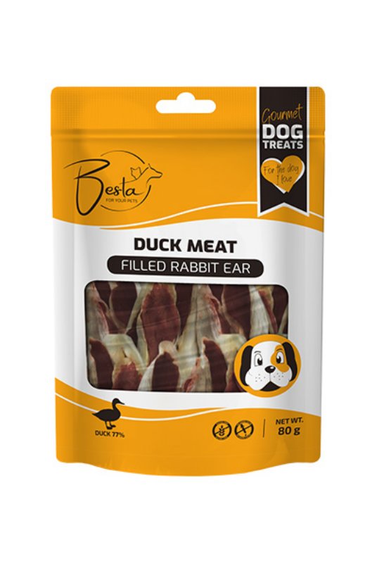 Besta Rabbit Ears posalstica za pse sa pacetinom 80 g