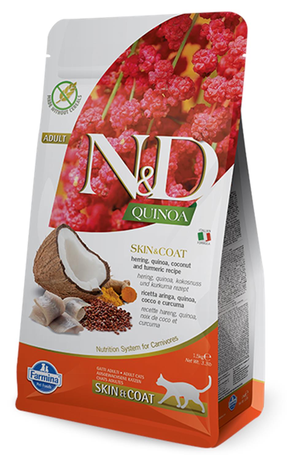 N&D Quinoa Cat Skin&Coat Herring&Coconut 1,5kg
