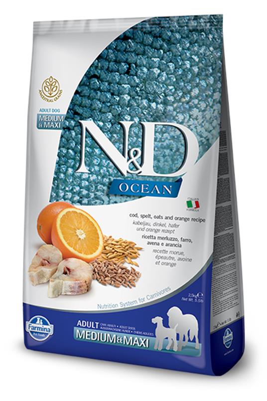 N&D Ocean Codfish,Spelt,Oats&Orange Medium&Maxi 12kg