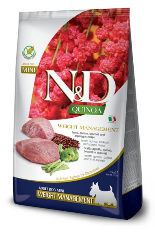 N&D Quinoa Weight Manag. Lamb&Asparagus Mini 800g