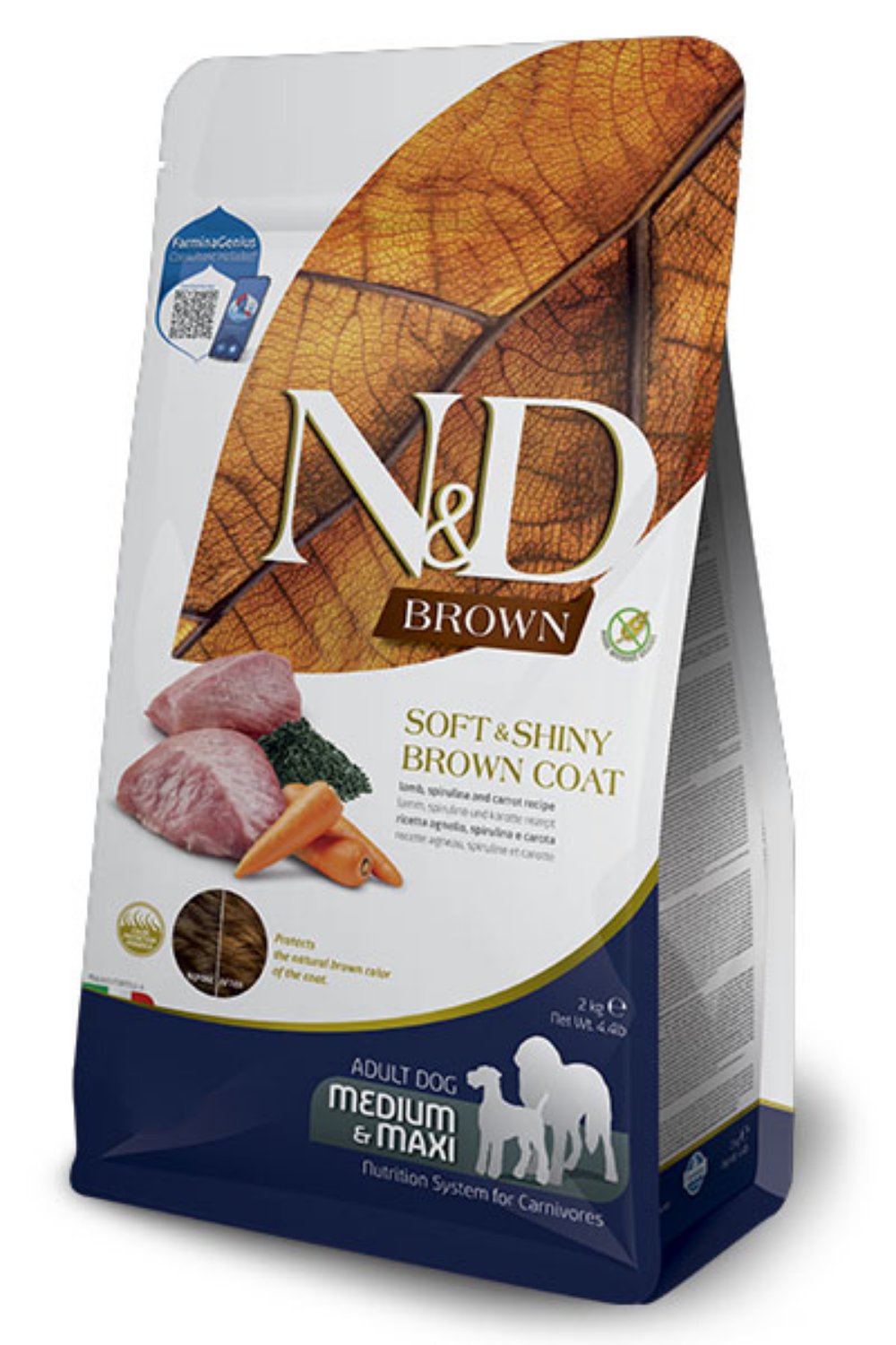 N&D Brown Dog Lamb,Spirulina&Carrot Medium&Maxi 7kg
